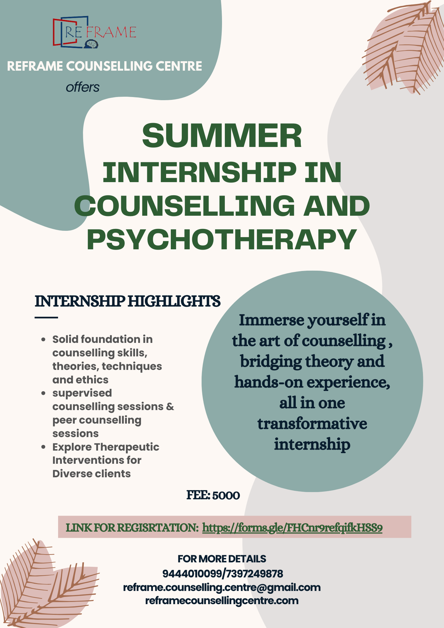 counselling internship program, counselling internship program in chennai, Psychology Internship in chennai